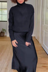Women's Long Sleeve Sweater and Skirt Two Piece Set
